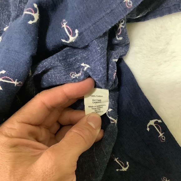J Crew Factory Top Sz XS Navy Anchors - Picture 6 of 7